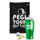 a black towel & white lid & transparent green bottle the tourney - golf kit