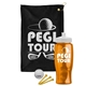 a black towel & white lid & transparent orange bottle the tourney - golf kit