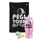 a black towel & white lid & transparent pink bottle the tourney - golf kit