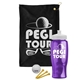 a black towel & white lid & transparent violet bottle the tourney - golf kit
