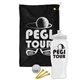 a black towel & white lid & white bottle the tourney - golf kit
