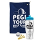 a navy blue towel & cyan lid & clear bottle the tourney - golf kit