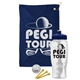 a navy blue towel & navy blue lid & clear bottle the tourney - golf kit