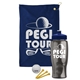 a navy blue towel & navy blue lid & transparent smoke bottle the tourney - golf kit