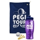 a navy blue towel & navy blue lid & transparent violet bottle the tourney - golf kit