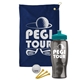a navy blue towel & teal lid & transparent smoke bottle the tourney - golf kit