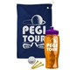 a navy blue towel & violet lid & transparent orange bottle the tourney - golf kit