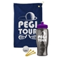 a navy blue towel & violet lid & transparent smoke bottle the tourney - golf kit