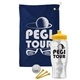 a navy blue towel & yellow lid & clear bottle the tourney - golf kit