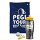 a navy blue towel & yellow lid & transparent smoke bottle the tourney - golf kit