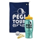 a navy blue towel & yellow lid & transparent teal bottle the tourney - golf kit