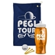 a navy blue towel & white lid & transparent orange bottle the tourney - golf kit