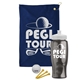 a navy blue towel & white lid & transparent smoke bottle the tourney - golf kit