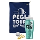 a navy blue towel & white lid & transparent teal bottle the tourney - golf kit