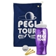 a navy blue towel & white lid & transparent violet bottle the tourney - golf kit