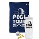 a navy blue towel & white lid & white bottle the tourney - golf kit