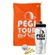 a orange towel & black lid & clear bottle the tourney - golf kit