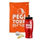 a orange towel & black lid & transparent red bottle the tourney - golf kit