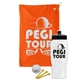 a orange towel & black lid & white bottle the tourney - golf kit