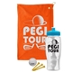 a orange towel & cyan lid & clear bottle the tourney - golf kit