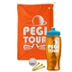 a orange towel & cyan lid & transparent orange bottle the tourney - golf kit