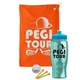 a orange towel & cyan lid & transparent teal bottle the tourney - golf kit