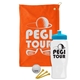 a orange towel & cyan lid & white bottle the tourney - golf kit