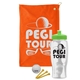 a orange towel & lime green lid & clear bottle the tourney - golf kit
