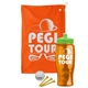 a orange towel & lime green lid & transparent orange bottle the tourney - golf kit