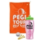 a orange towel & lime green lid & transparent pink bottle the tourney - golf kit