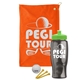 a orange towel & lime green lid & transparent smoke bottle the tourney - golf kit