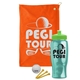 a orange towel & lime green lid & transparent teal bottle the tourney - golf kit