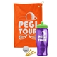 a orange towel & lime green lid & transparent violet bottle the tourney - golf kit