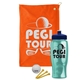 a orange towel & navy blue lid & transparent teal bottle the tourney - golf kit