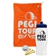 a orange towel & navy blue lid & white bottle the tourney - golf kit