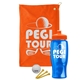a orange towel & orange lid & transparent blue bottle the tourney - golf kit