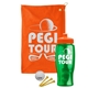 a orange towel & orange lid & transparent green bottle the tourney - golf kit
