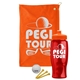 a orange towel & orange lid & transparent red bottle the tourney - golf kit
