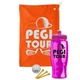 a orange towel & pink lid & transparent hot pink bottle the tourney - golf kit