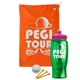 a orange towel & pink lid & transparent green bottle the tourney - golf kit