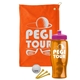 a orange towel & pink lid & transparent orange bottle the tourney - golf kit