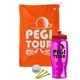 a orange towel & red lid & transparent hot pink bottle the tourney - golf kit
