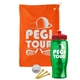 a orange towel & red lid & transparent green bottle the tourney - golf kit