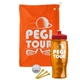 a orange towel & red lid & transparent orange bottle the tourney - golf kit