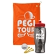 a orange towel & red lid & transparent smoke bottle the tourney - golf kit
