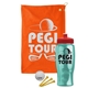 a orange towel & red lid & transparent teal bottle the tourney - golf kit