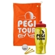 a orange towel & red lid & transparent yellow bottle the tourney - golf kit