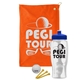 a orange towel & royal blue lid & clear bottle the tourney - golf kit