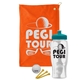 a orange towel & teal lid & clear bottle the tourney - golf kit