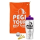 a orange towel & violet lid & clear bottle the tourney - golf kit